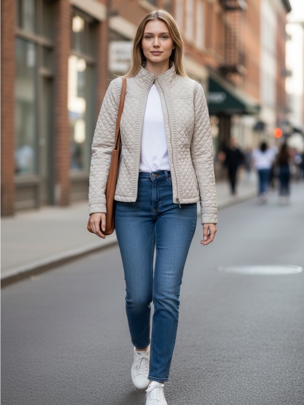 NEW Never worn: Giacca Quilted Zip Front Jacket in Soft Pearl Color